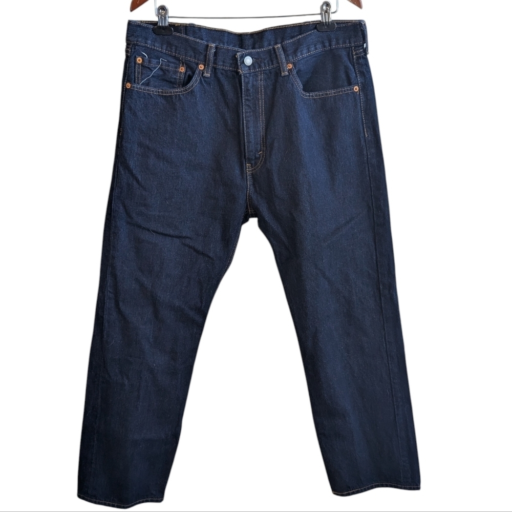 Levi Strauss 505 Dark Wash Cotton Regular Fit Straight Leg Jeans Size 38x30